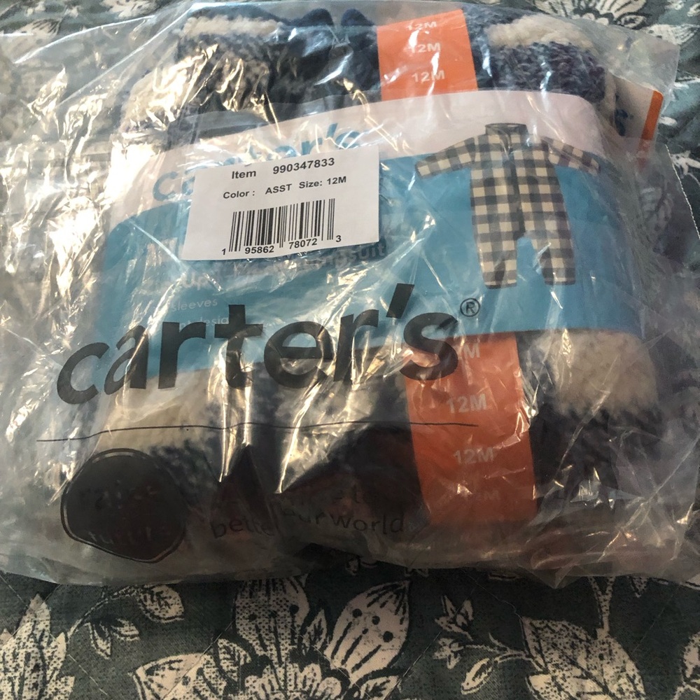 NWT Carter’s 12M Zip Up 1- Piece Jumpsuit - Picture 4 of 5